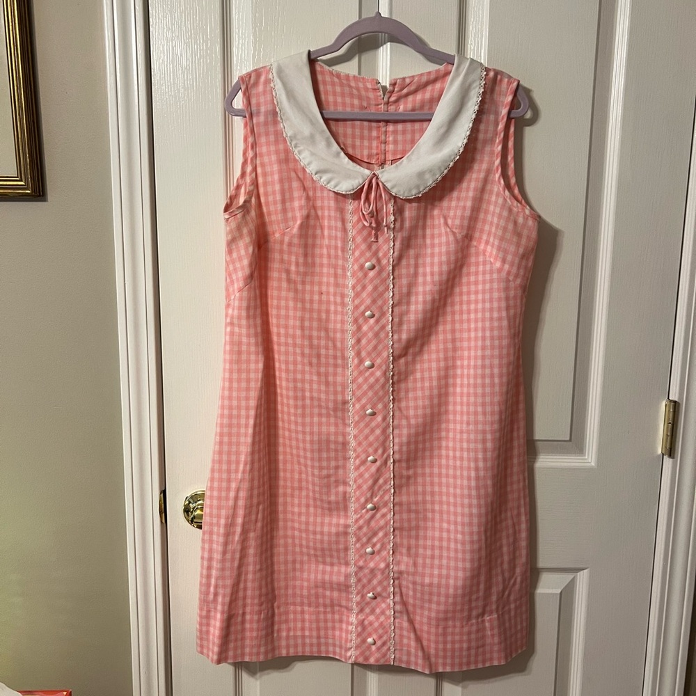 Vintage Pink Gingham Dress